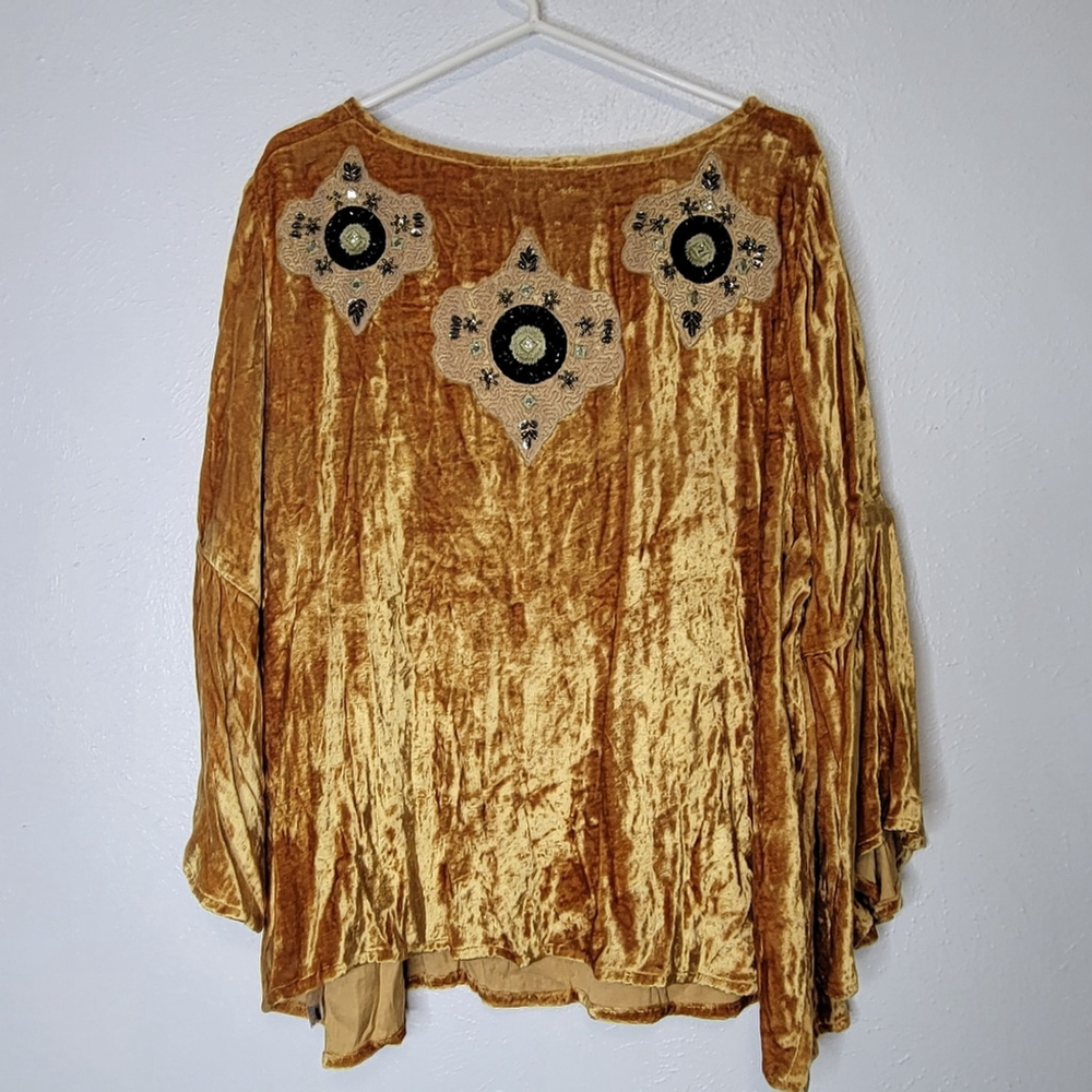Anthropologie Seen Worn Kept Carina Beaded Velvet Blouse Women's Size 2XL - Picture 12 of 12
